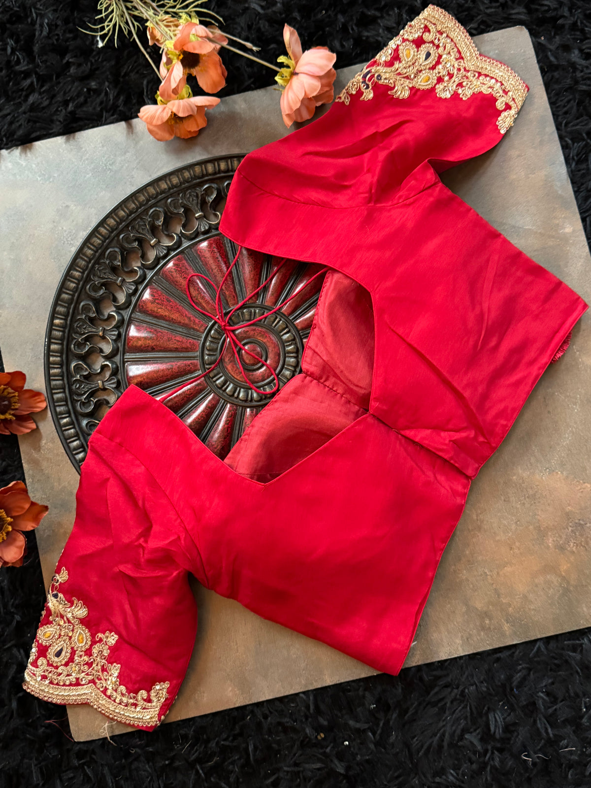 Red Tissue Pure Organza Designer Saree