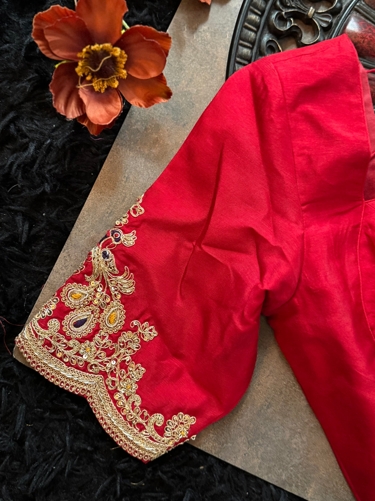 Red Tissue Pure Organza Designer Saree