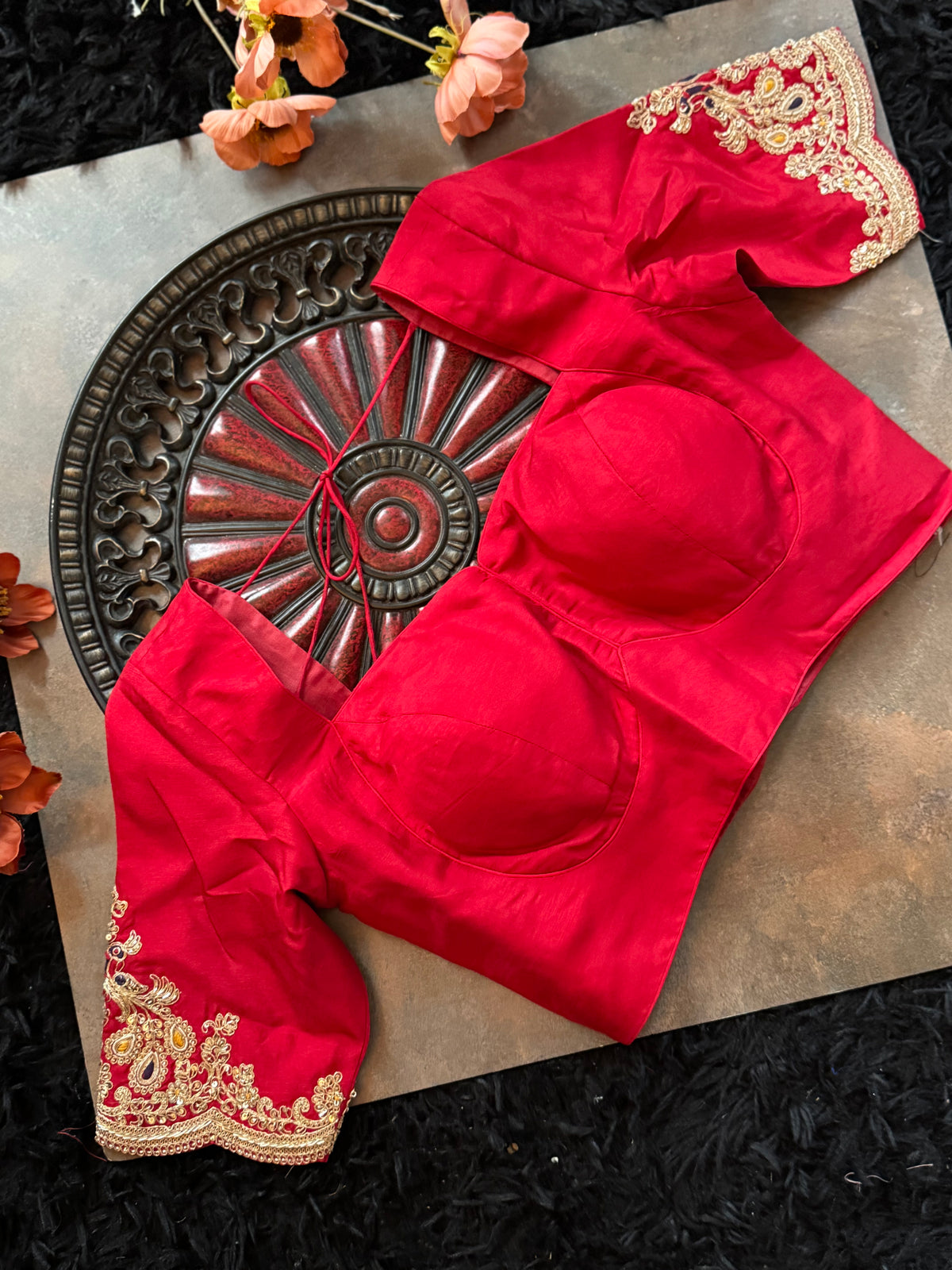 Red Tissue Pure Organza Designer Saree