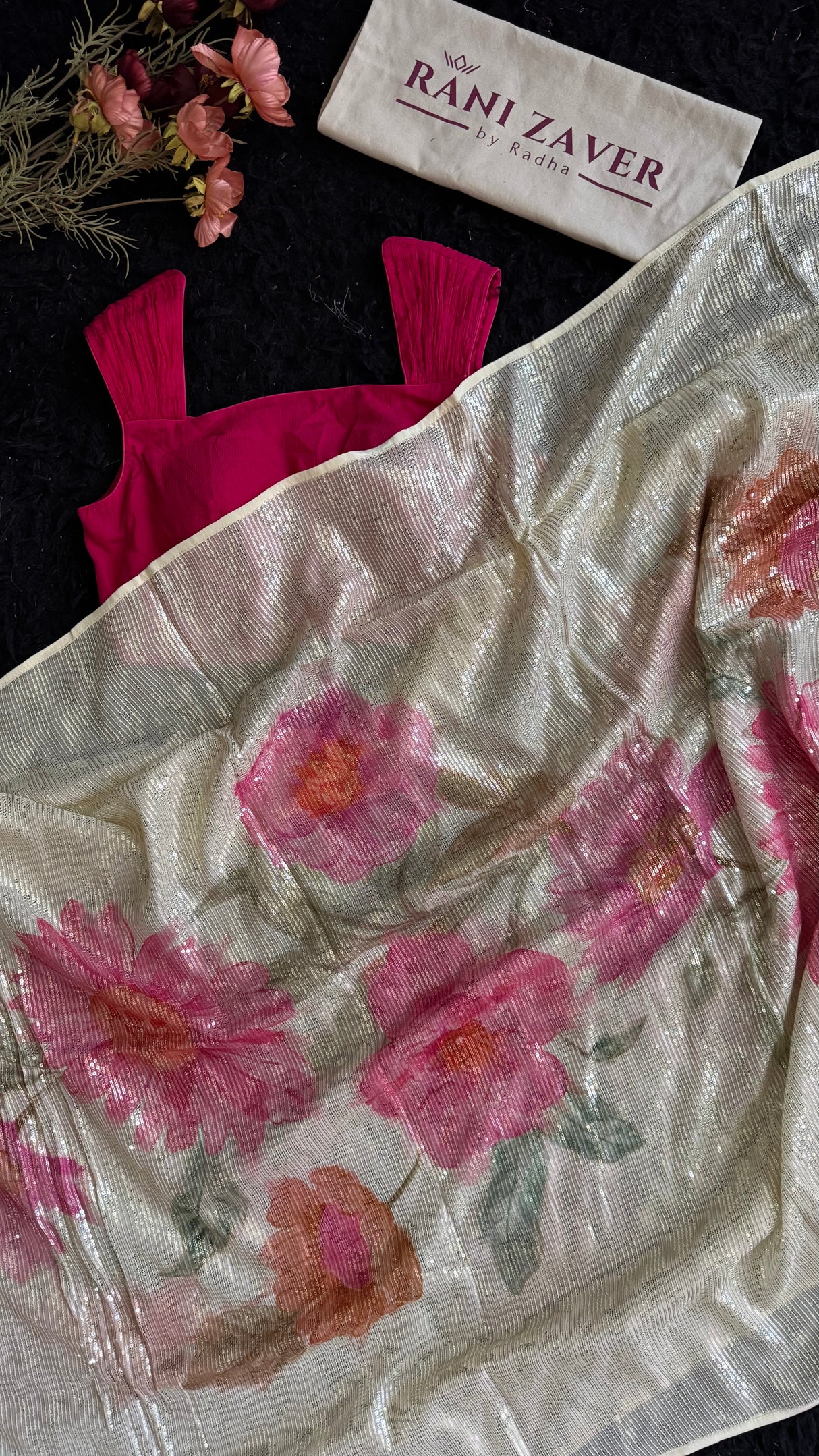 Ivory Floral Sequins on georgette