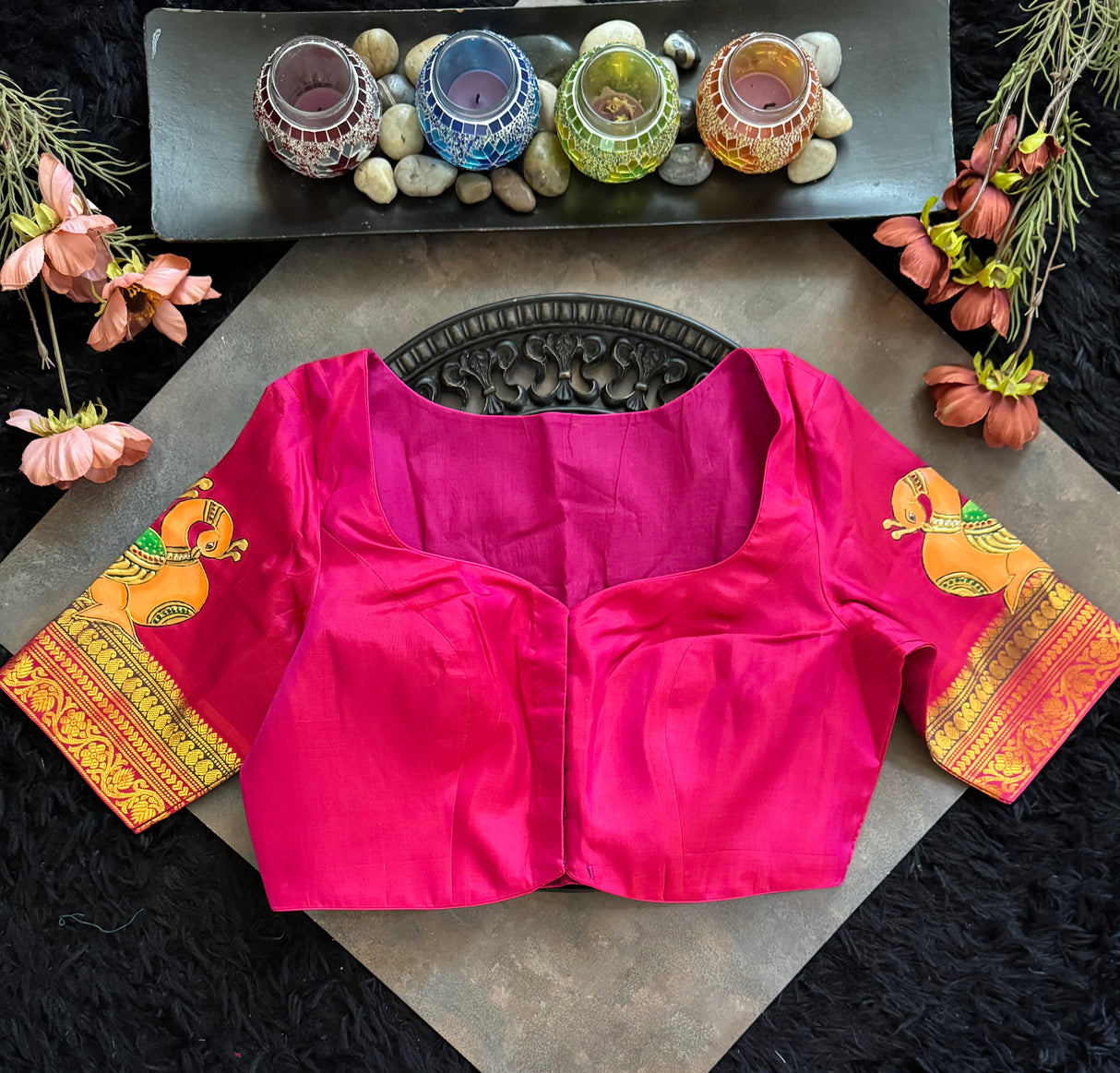 Tanjore Paintingon Gadwal Pure Silk Blouse