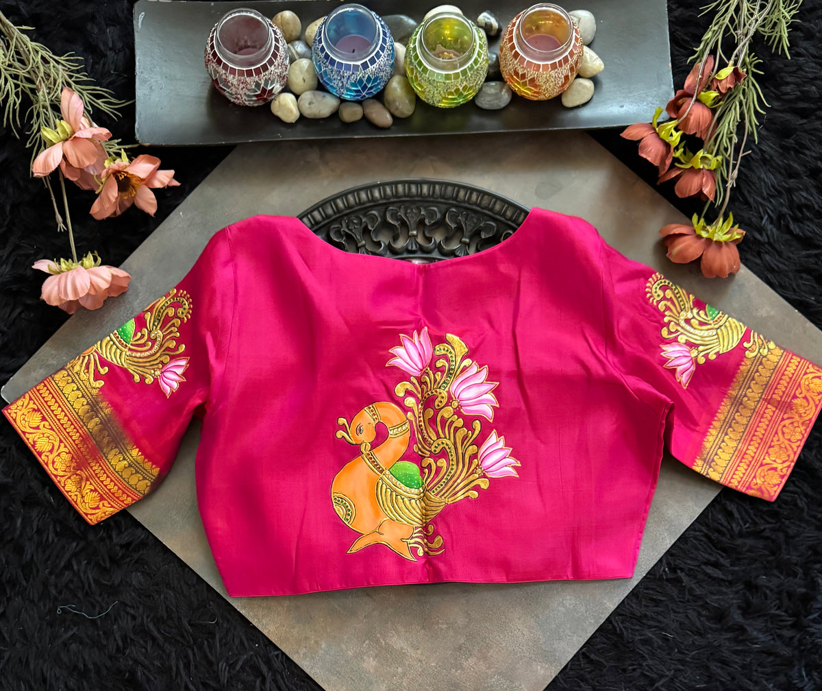 Tanjore Paintingon Gadwal Pure Silk Blouse