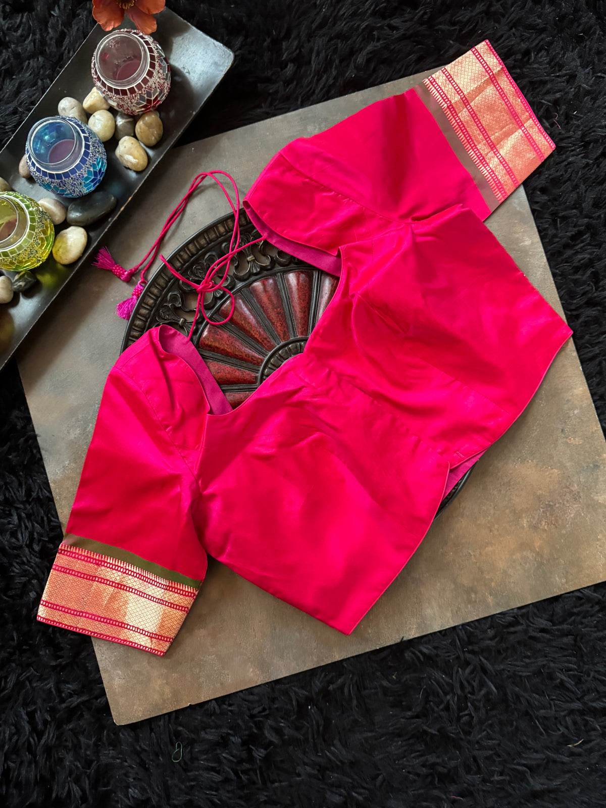 Fuscia Pink Yeola Paithani Narali Border Handloom Pure Silk