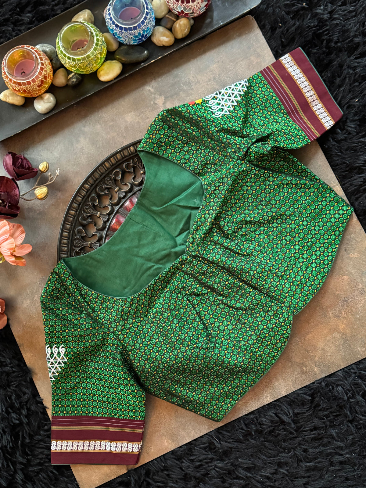 Green Khun embroidered Blouse 38