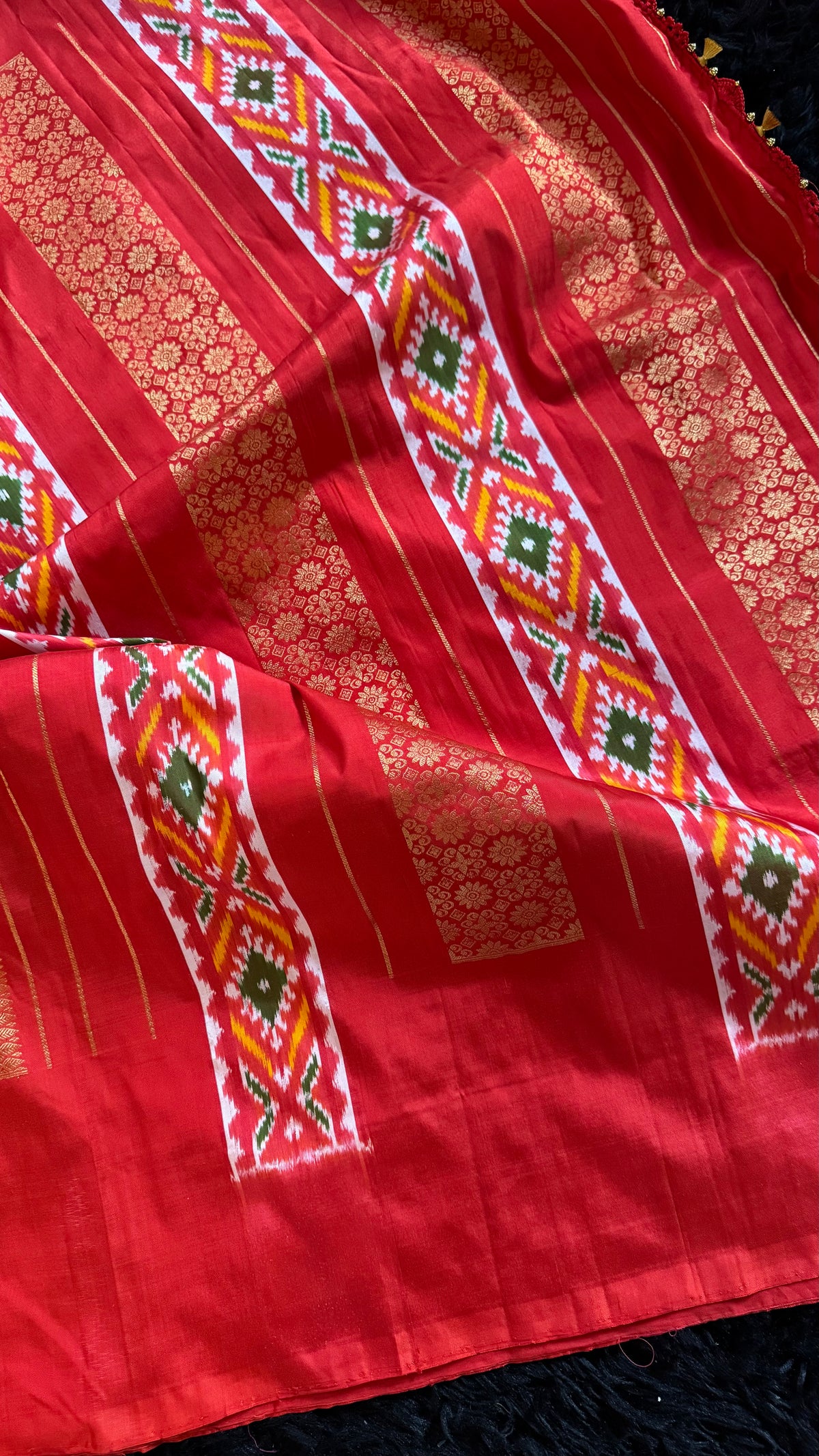Red Ikkat Kanchi Fusion Pure Silk Handloom