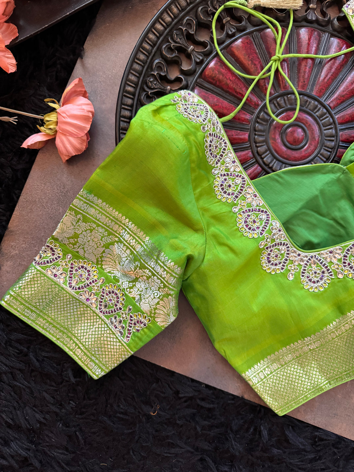 Purple Parrot Green Silver Zari Gadwal Pure Silk