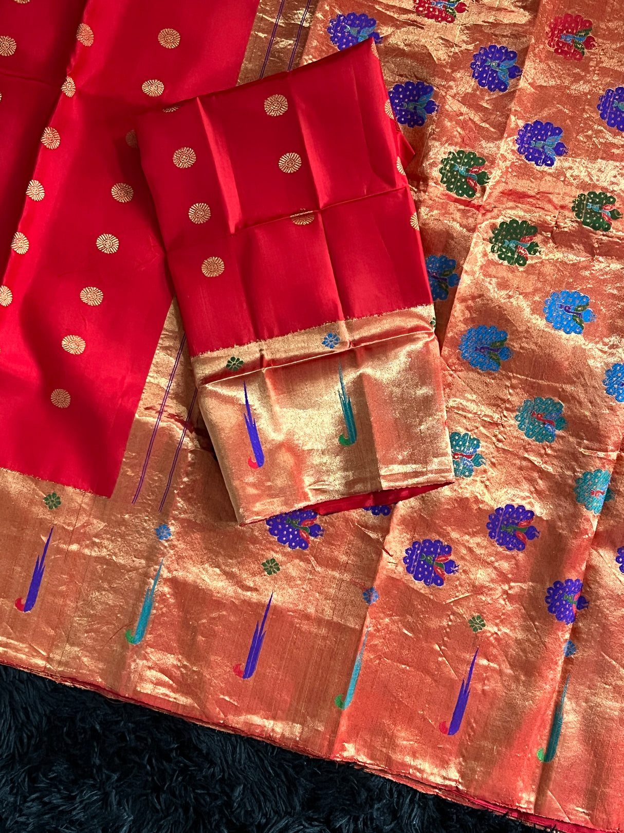 Exclusive Gadwal Paithani FUSION Handloom Pure Silk Red