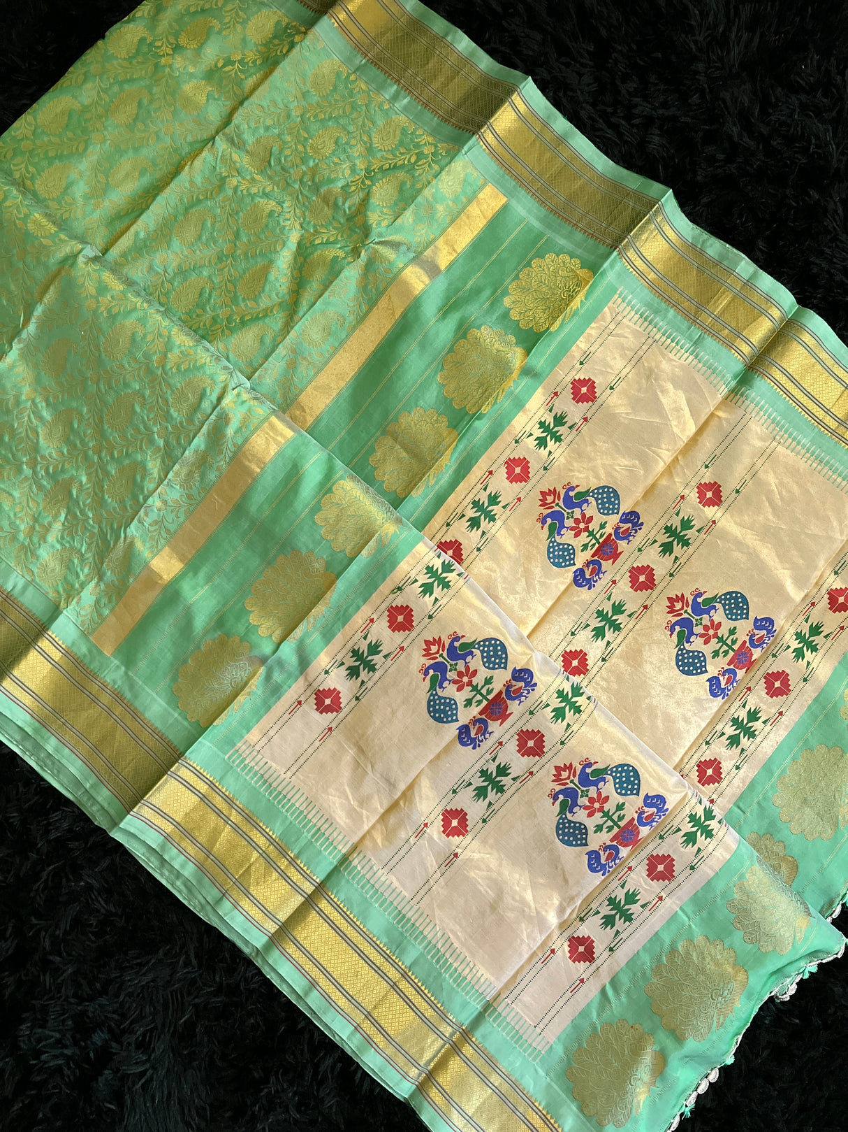 Brocade Maharani Paithani Handloom Pure Silk With Stitched Blouse