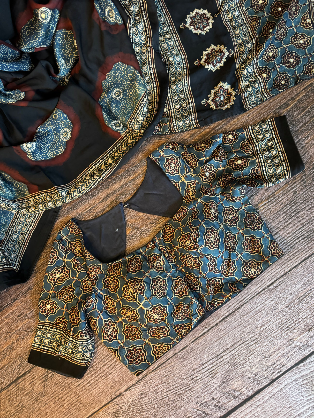 Ajrakh Modal With Bling Embroidery