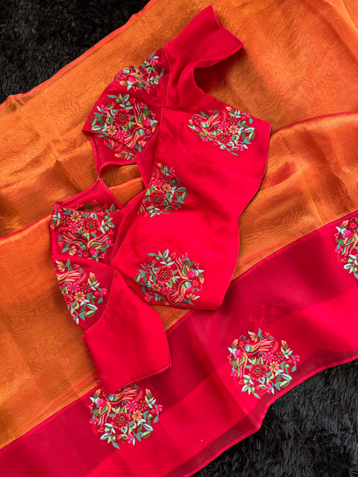 Metallic Tissue with Rust Organza
