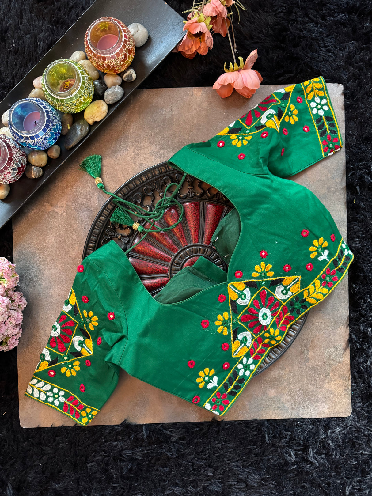 Green Hand Embroidered Blouse 36
