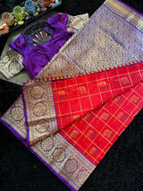 Red Venkatagiri Pure SIlk Handloom
