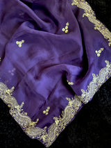 Purple Organza With Pink Contrats Blouse