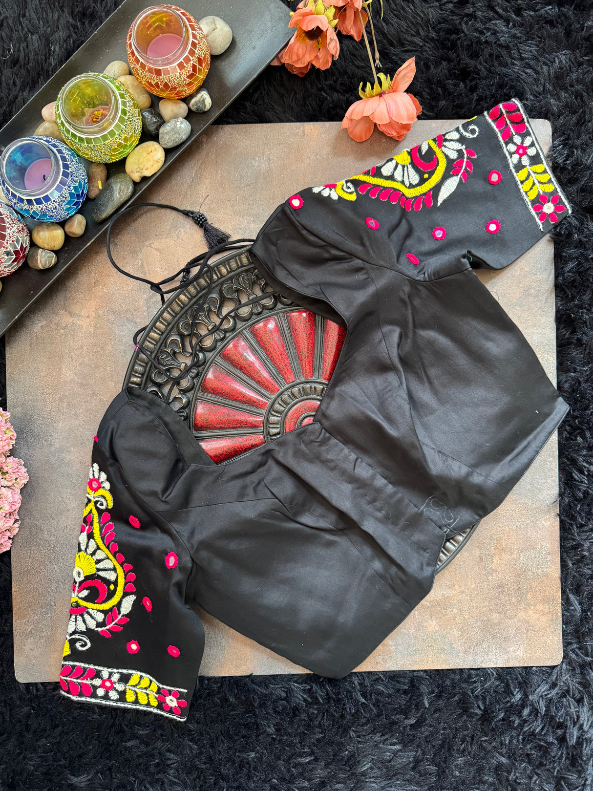Black Hand Embroidered Blouse 38