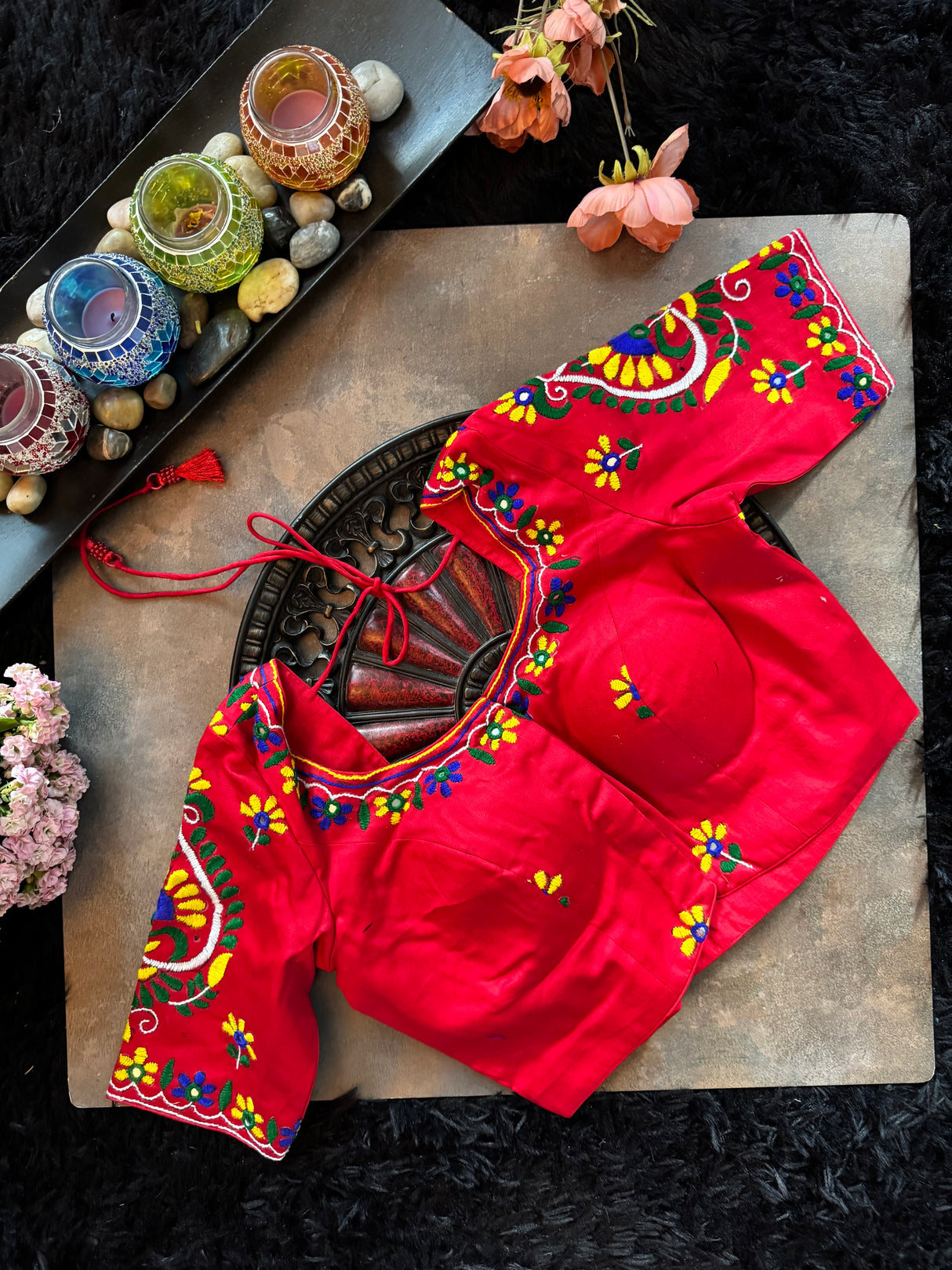 Red Hand Embroidered Blouse 36