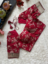 Maroon embroidered Silk Blouse 36
