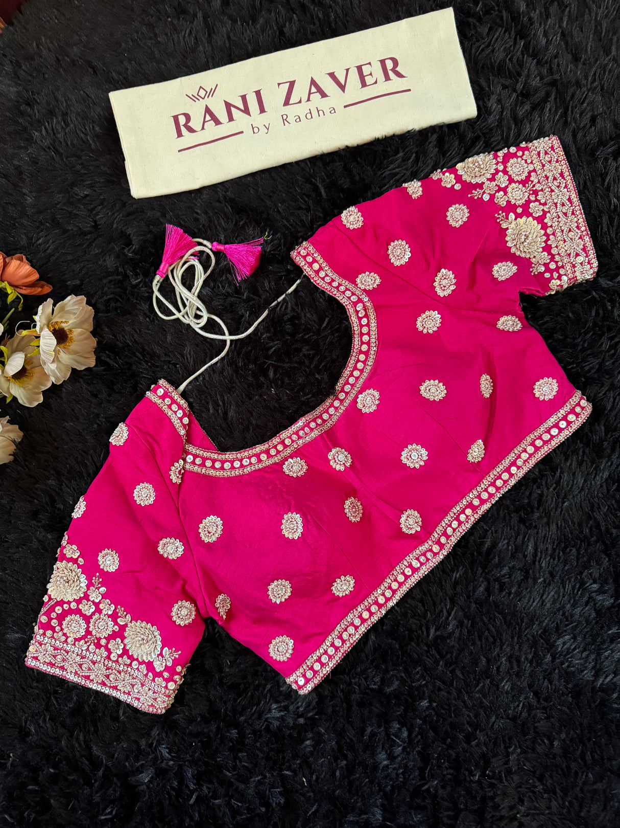 Pink Munga Silk With Heavy Embroidered Blouse