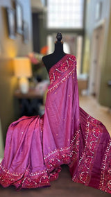 Magenta Kathiawadi Hand Embroidered