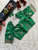 Green embroidered Silk Blouse 40