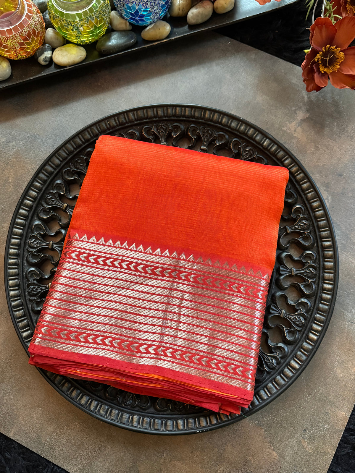 Orange Mangalagiri Pattu