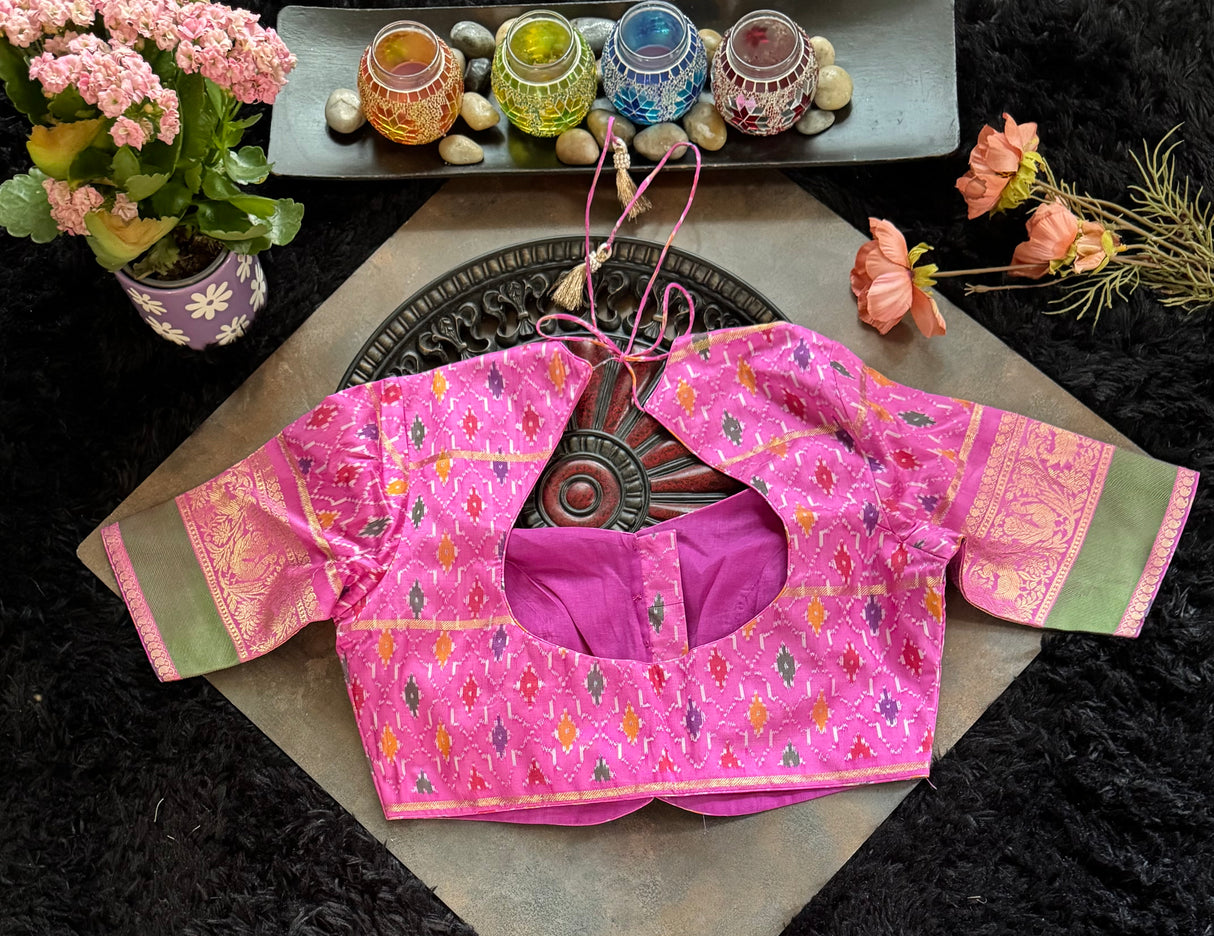 Lavender Ikkat Kanchi Fusion Handloom Pure Silk
