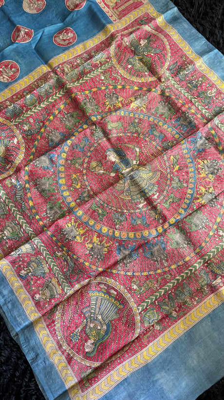 Mata Ni Pachedi - Blue - Tussar Silk