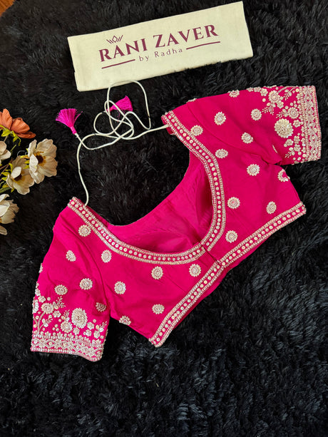 Pink Munga Silk With Heavy Embroidered Blouse