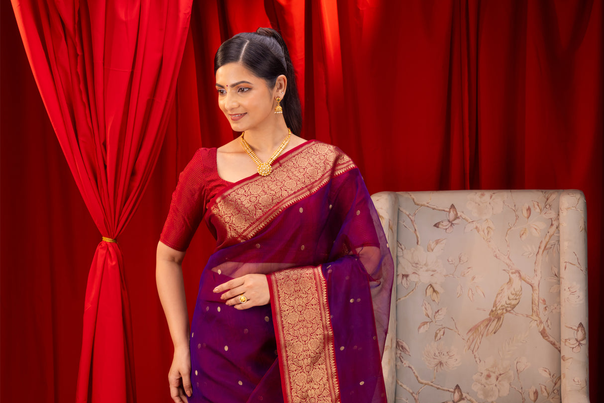  Chanderi kora silk saree with blouse