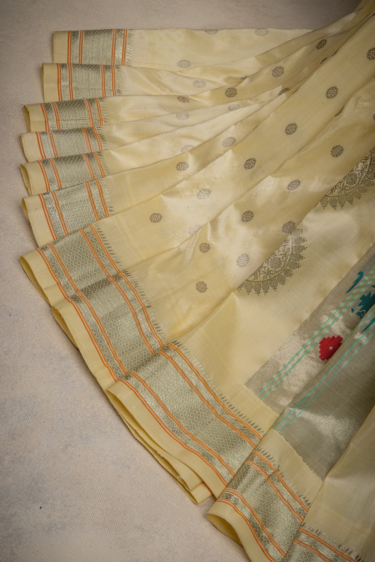 Maharani Kalanjali Pastel shade Silver saree