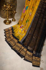 Hand Painted Gadwal Pure Silk saree