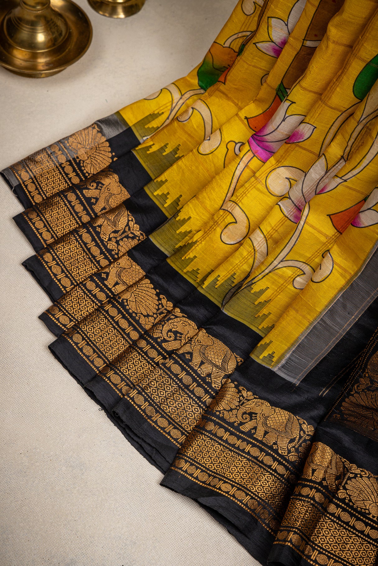 Hand Painted Gadwal Pure Silk saree