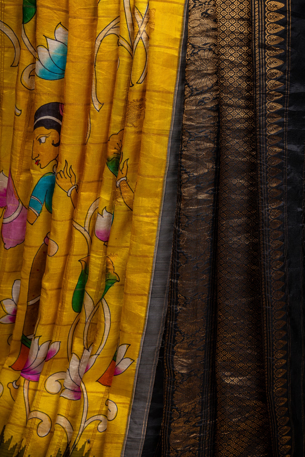 Hand Painted Gadwal Pure Silk saree