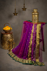 Chanderi Kora Katan Silk With Stitched Blouse