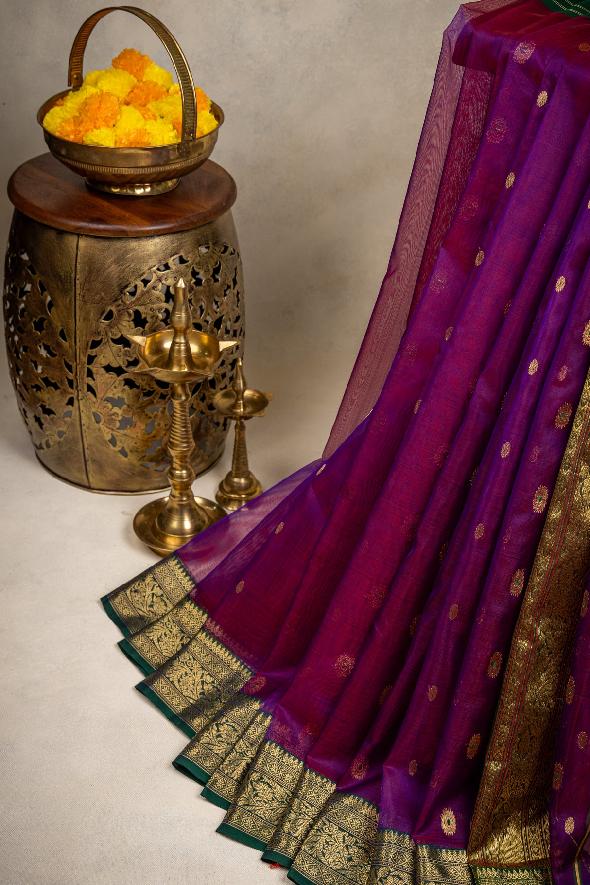 Chanderi Kora Katan Silk With Stitched Blouse