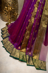 Chanderi Kora Katan Silk With Stitched Blouse