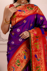 Exclusive Gadwal Paithani FUSION Handloom Pure Silk Violet AUS