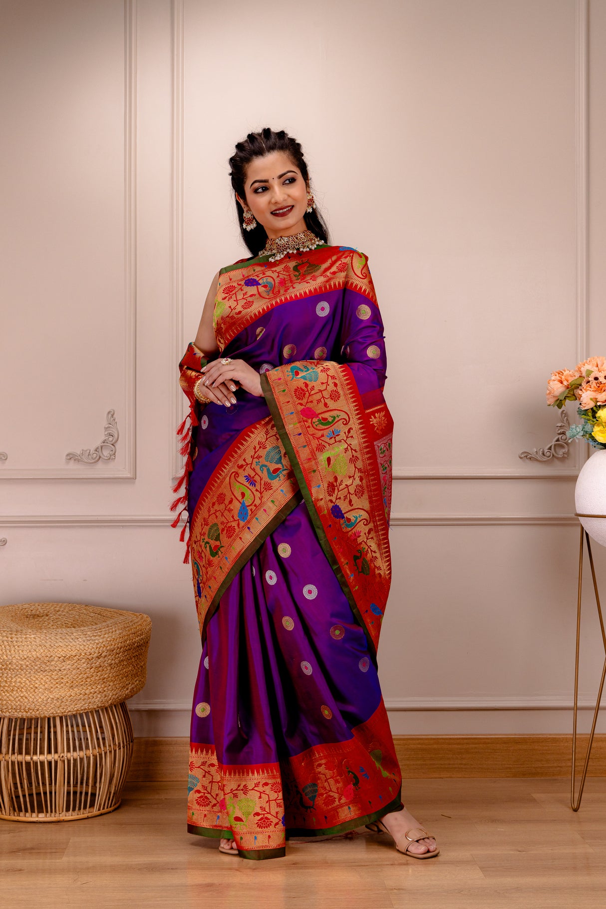 Exclusive Gadwal Paithani FUSION Handloom Pure Silk Violet AUS