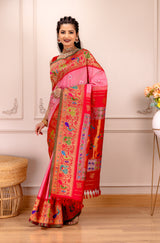 Exclusive Gadwal Paithani FUSION Handloom Pure Silk Pink AUS