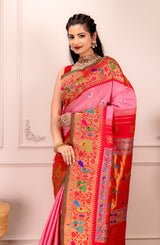 Exclusive Gadwal Paithani FUSION Handloom Pure Silk Pink AUS