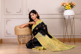 Gadwal Handloom Pure Silk Black Green Combo AUS