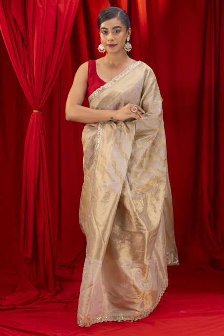 tissue kora saree with blouse