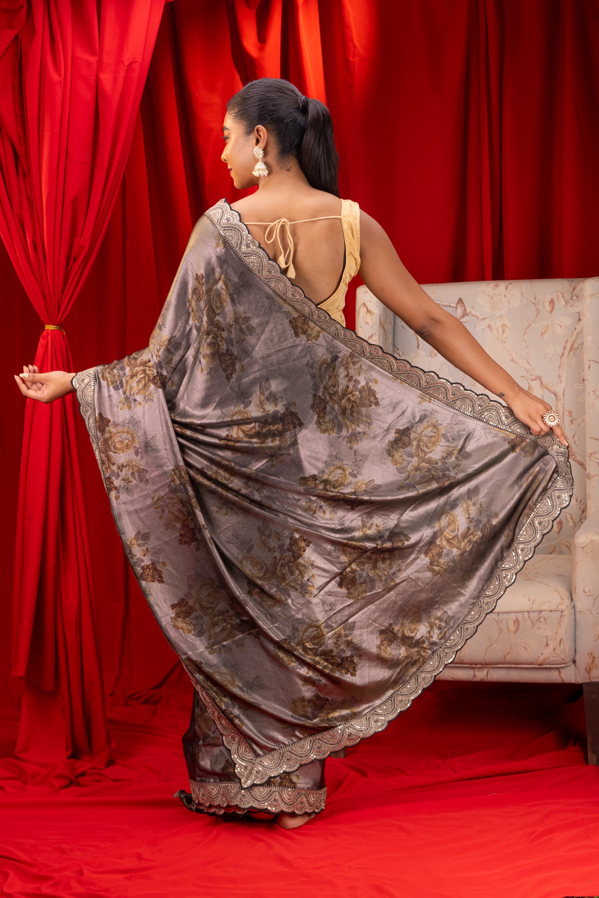  shimmer saree digital print