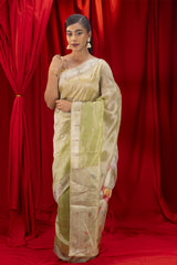  tissue organza saree with blouse