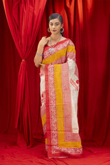 Tussar silk saree block print