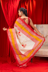 Tussar silk saree block print