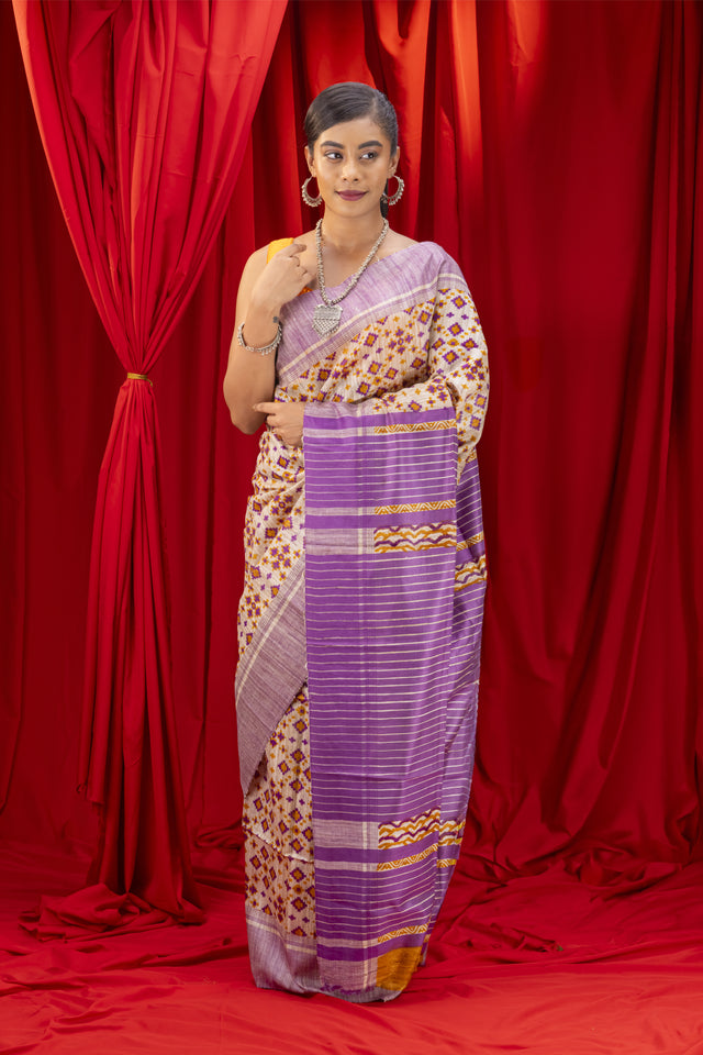 Tussar silk saree digital print