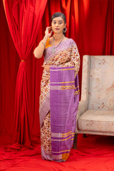 Tussar silk saree digital print