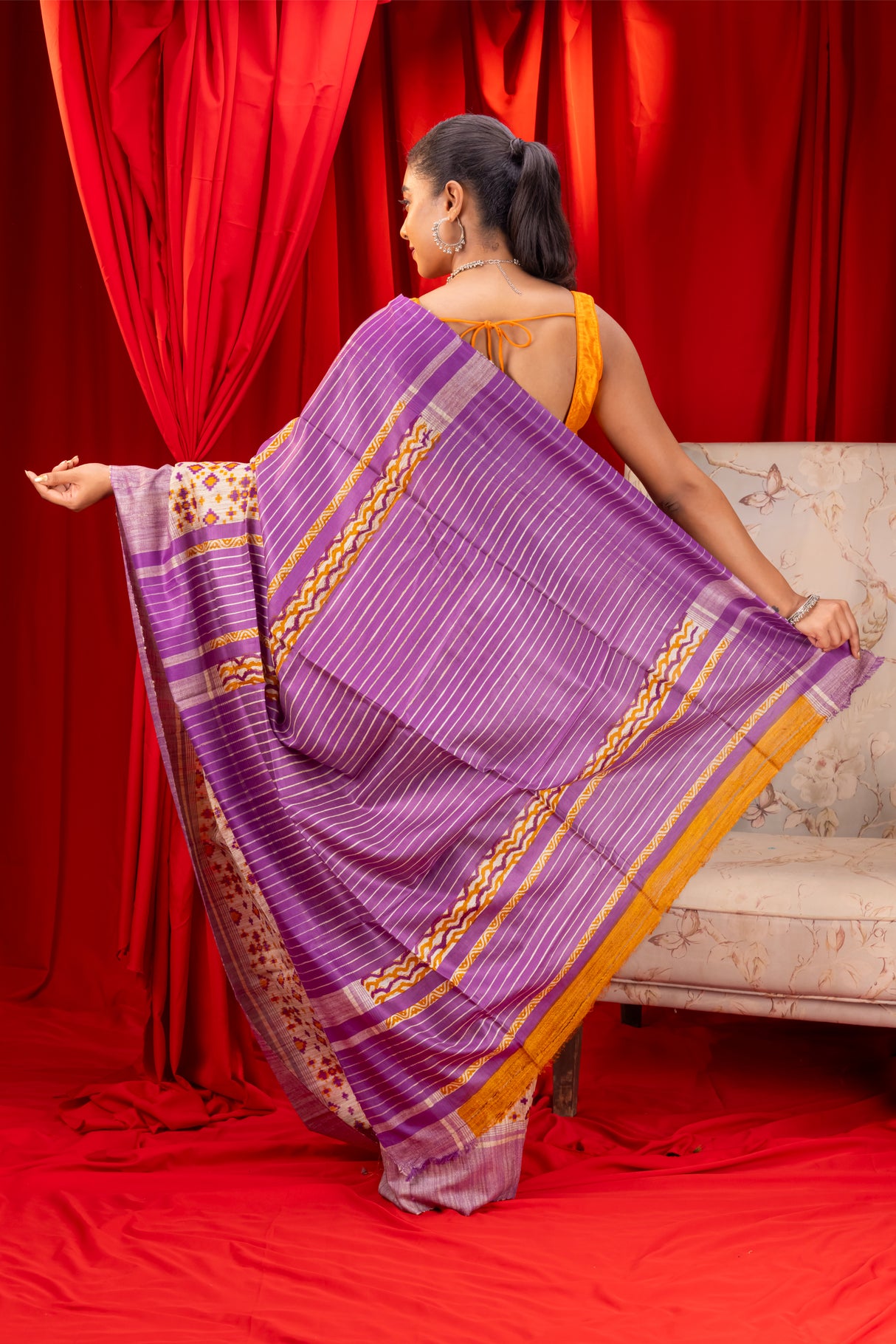 Tussar silk saree digital print