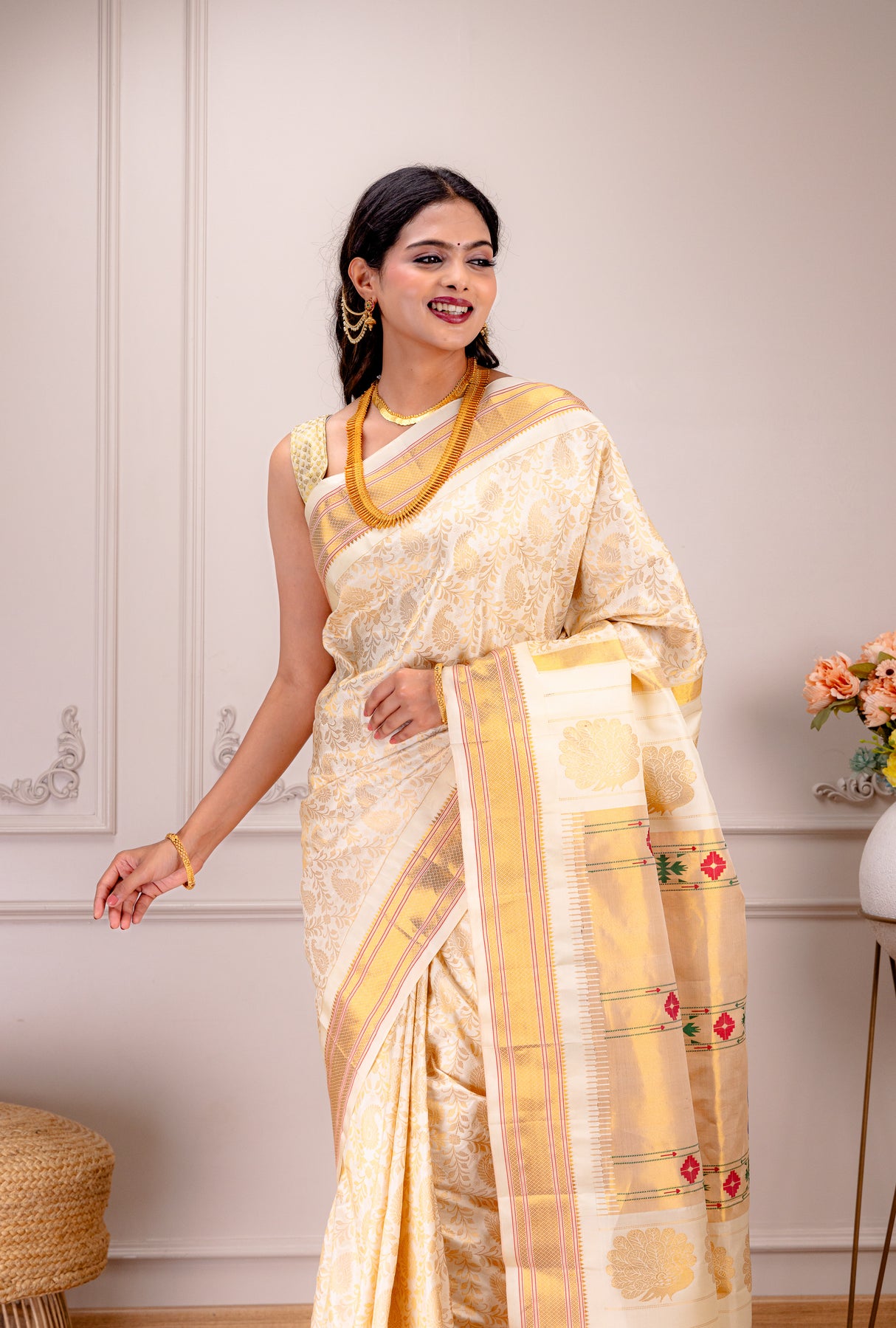 Brocade Paithani Handloom Pure Silk With Stitched Blouse AUS