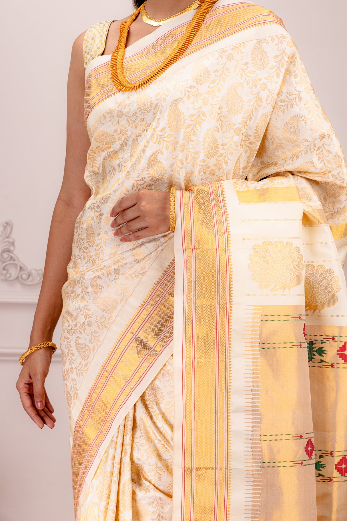 Brocade Paithani Handloom Pure Silk With Stitched Blouse AUS